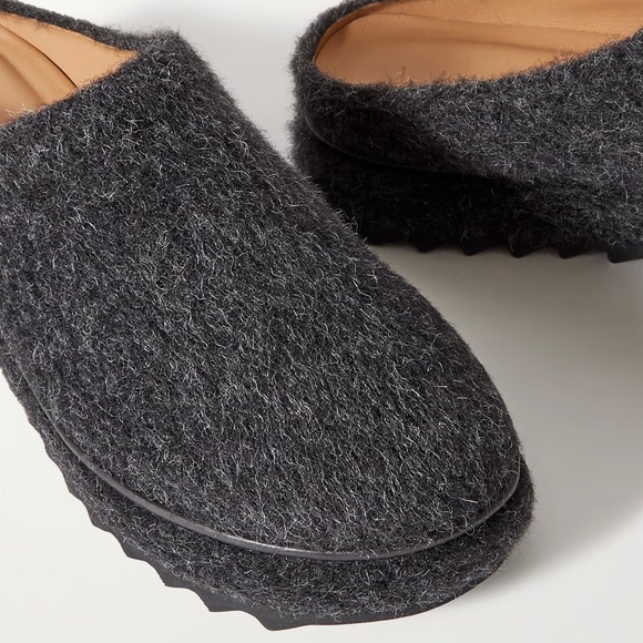 LAUREN MANOOGIAN Moto brushed alpaca and merino wool-blend mules leather lined - Picture 6 of 17
